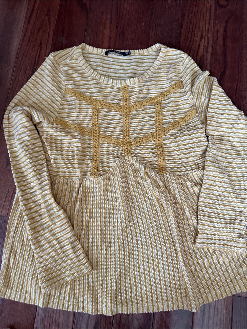 Doe & Rae Yellow and White Striped Knit Top